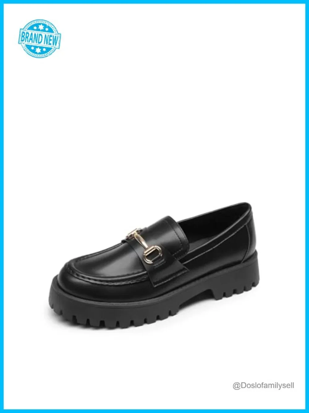 Platform Chunky Loafers Faux Leather Slip-On Work Shoes